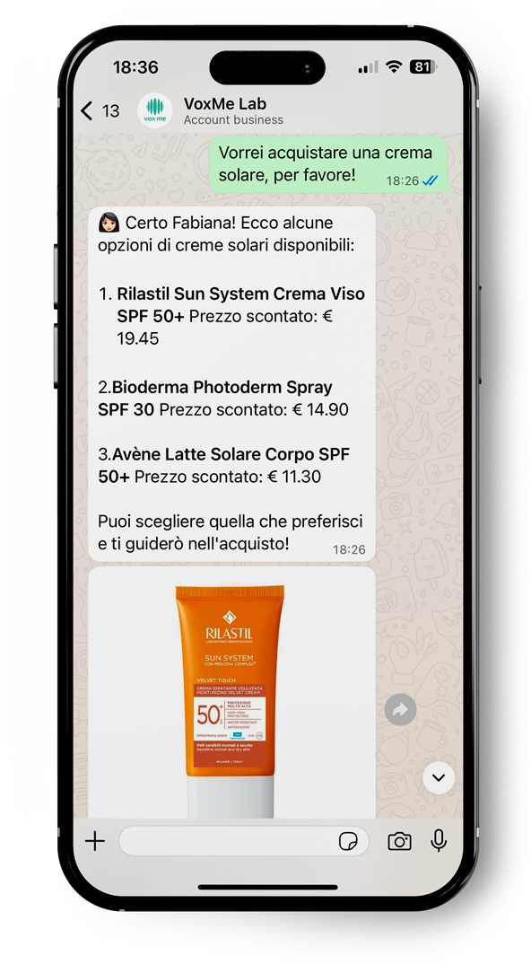 Tela mostrando verificação de estoque em tempo real através da VoxMe